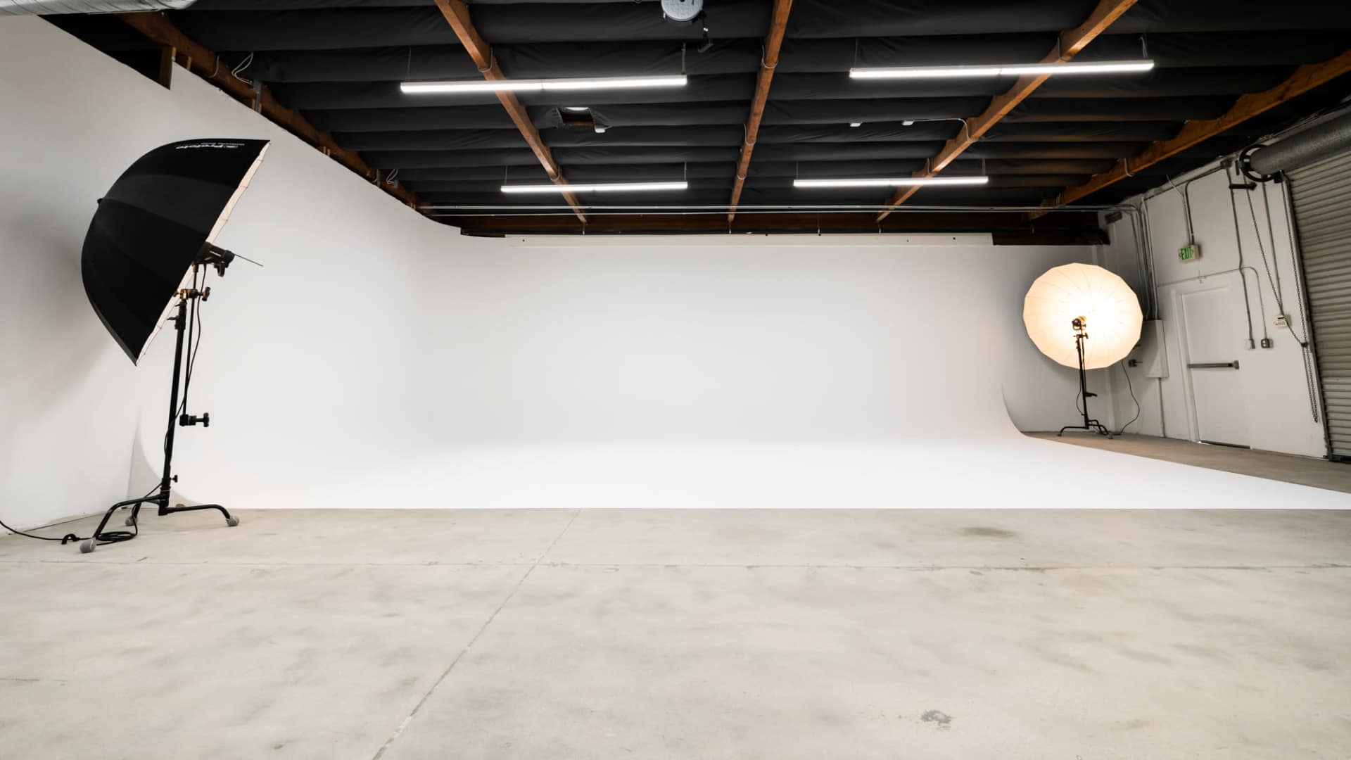 The cyclorama lit for a shoot